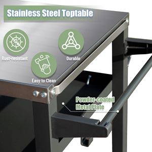 Carrello da Esterno a 3 Ripiani in Acciaio Inossidabile con Ruote, Tavolo per Preparazione Cibo e Forno Pizza Blackstone per Griglie da Campeggio - Product Image 3