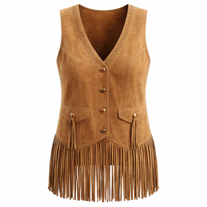 Chaleco de Gamuza Vintage Personalizado OEM para Mujer - Fabricante de Pedidos al por Mayor - Product Image 1