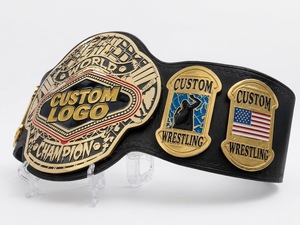 Ceinture de champion du monde de lutte personnalisée en or, en cuir noir, pour le championnat de boxe, d'MMA et d'entraînement, équipement de lutte personnalisé - Product Image 3
