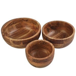 Handcrafted Wooden Serving Bowl Natural Wood Salad Bowl Decorative Kitchen Bowl Eco-Friendly Round Wood Bowl Craftera Exports - Product Image 5