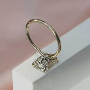 Moissanite Engagement <b>Ring</b> 925 Sterling <b>Silver</b> 14K Gold Plated Radiant Cut <b>Solitaire</b> Dainty Wedding <b>Ring</b> - Product Image 2