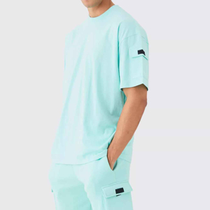Casual Men's Shirt and Shorts <b>Set</b> Solid <b>Colour</b> Fashion Summer Tracksuits 100% Cotton T-shirts Short Sleeve Cargo Shorts Outfits - Product Image 3