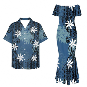 Vintage Solid Customizable Two-Piece Maxi Fishtail Dress Set for Couples - Product Image 3
