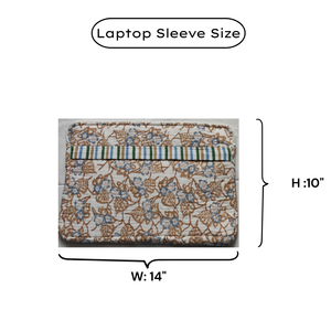 Housse pour ordinateur portable en coton doux et durable, écologique, matelassée, à multiples poches zippées, imprimée à la main par des artisans du Rajasthan - Product Image 6