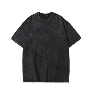 Camiseta de Manga Corta para Hombre, 220g, Estilo Oversize, Personalizada con Impresión DTG Puff, Lavado Vintage, Color Negro, Cuello Redondo, Casual - Product Image 1