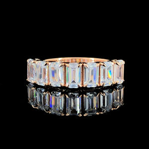 18K Gold 3.35ct Emerald Cut Lab Grown Diamond Eternity Band Custom Wedding <b>Ring</b> for Women <b>Men</b> IGI Certified Statement Jewelry - Product Image 1