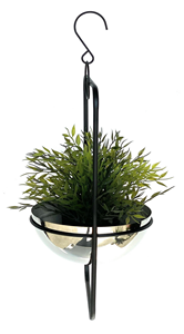 Jardinière suspendue moderne en métal avec pot réfléchissant, support mural décoratif en fer noir pour plantes contemporaines - Product Image 2