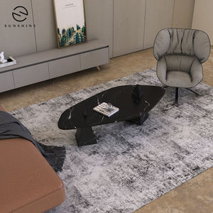 Mesa de Centro Moderna de Madera Negra con Base Geométrica para Muebles de Sala de Estar - Product Image 5