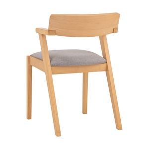 Scandinavian Minimalist Style Dining Chair Beechwood <b>Frame</b> Fabric Seat Light <b>Grey</b> Home Restaurant Cafe Hotel - Product Image 3