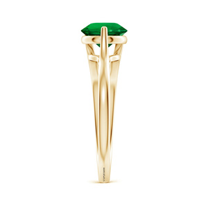 Anillo Solitario con Gema Verde Redonda para Mujer, Diseño Único con Corte en Espiga, Joyería Fina en Oro de 10K, 14K, 18K y Plata 925, 935 - Product Image 4