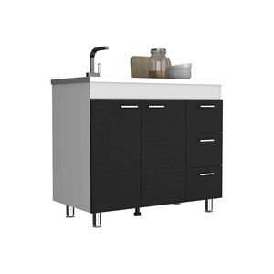 Mobili da Cucina Bianchi/Neri con Doppie Ante e Tre Cassetti, Design Elegante della Base - Product Image 1