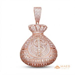 Collar con Colgante de Bolsa de Dinero Chapado en Oro Rosa con Moissanita, Joyería de Moda para Hombres y Mujeres, Colgante Fino Estilo Nueva York, Look Moderno y Chic - Product Image 1