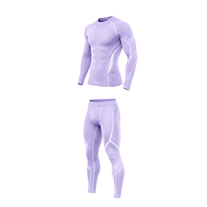 Ensemble de survêtement de compression pour hommes, haut à manches longues et leggings, haute élasticité, séchage rapide, pour l'athlétisme, la course et la gym, vente en gros - Product Image 5