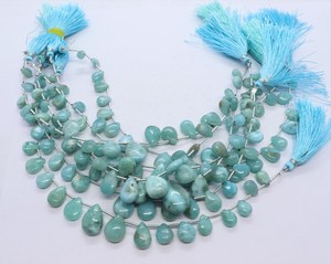 Perles de Larimar naturelles lisses en forme de poire 6x8-11x16 mm, perles de pierres précieuses Larimar, 9 pouces, perles de Larimar lisses en forme de poire pour bijoux - Product Image 1