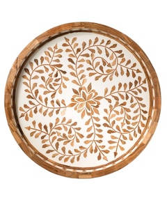 จานไม้แกะสลักทำจากไม้มะม่วงแกะสลักสำหรับตกแต่งแบบเรียบง่ายฐานเครื่องใช้บนโต๊ะอาหารที่ตั้งอาหารในห้องครัวเพื่อการจัดแสดงและให้เป็นของขวัญ - Product Image 1