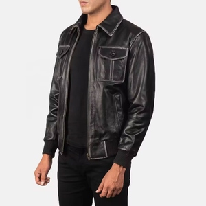 Casual Occasions Leather Winter <b>Jacket</b> for Men <b>Slim</b> <b>Fit</b> PU Leather Coat Trendy Brown Black Goatskin Bomber <b>Jacket</b> - Product Image 3