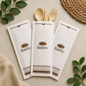 Custom Luxury Kraft <b>Paper</b> <b>Biodegradable</b> Eco-Friendly Cutlery Bags with Twisted Handles and Self Adhesive Seal Bottom Gusset Bags - Product Image 6