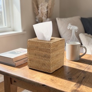 ISLA Dispensador de pañuelos de ratán tejido a mano, organizador decorativo de mimbre para toallitas y servilletas, para inodoros, oficinas, mesas de comedor, OEM - Product Image 2