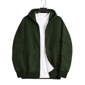 Sudadera con Capucha Premium para Hombre, Color Sólido, con Cierre, Mezcla de Algodón y Poliéster, Tela de 320 GSM, Sudadera Informal con Capucha, Suministro OEM ODM - Product Image 2