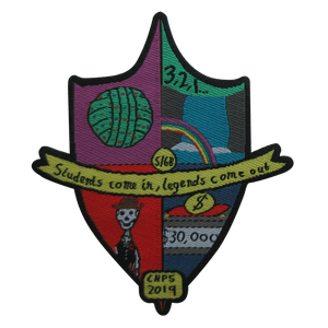 Parche bordado termoadhesivo con diseño de escudo colorido, regalo CNPS 2019 para estudiantes: Come In Legends Come Out - Product Image 1