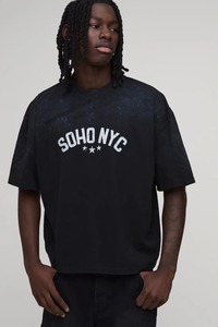 Camiseta de hombre oversize de corte holgado con hombros caídos, estilo streetwear casual de algodón de alto gramaje para verano. - Product Image 5