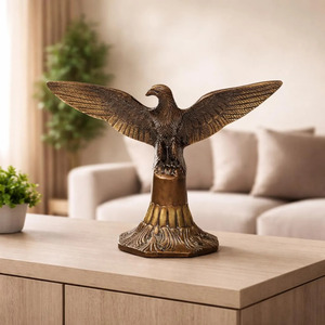 SHUBHAM Brass Eagle Sculpture <b>Gold</b> Plated Polished Figurine Custom Shape Religious Decorative <b>Statue</b> for Home Decor - Product Image 1