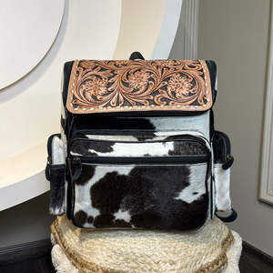Nueva bolsa de pañales de viaje multifunción de cuero con herramientas manuales, mochila de moda de gran capacidad Floral de piel de vaca para mujer - Product Image 2