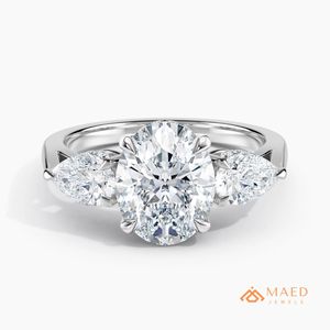 Bague en moissanite ronde à trois pierres pour femme, ton argenté, bijoux de fiançailles et d'anniversaire, style élégant au quotidien - Product Image 1