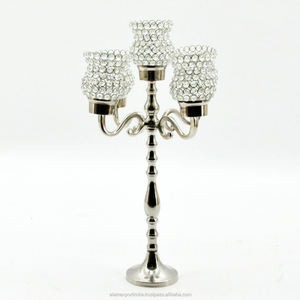 Candélabre 5 bougies avec perles de cristal complètes Hôtel et entrée de mariage Décoratif Grand candélabre fait main pour la décoration - Product Image 1