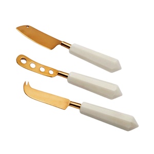 Exportateur de la meilleure qualité de 3 couteaux à fromage en acier inoxydable à manche en marbre disponibles à un prix de marché pratique - Product Image 1