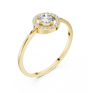 Anillo solitario minimalista de oro amarillo macizo de 14k con diamante redondo de talla brillante para mujer, ideal para compromiso, aniversario o regalo de boda. - Product Image 5