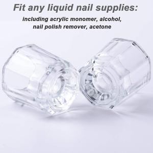 Godet octogonal transparent rose en acrylique pour nail art, liquides cristallins et maquillage permanent - Product Image 4