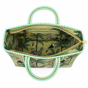 Quilted Jaipuri <b>Tote</b> Bag in Hand Block Print Bohemian Style Beach Bag <b>Zip</b> Closure All Seasons Use Shopping bag Women <b>Tote</b> Bag - Product Image 3