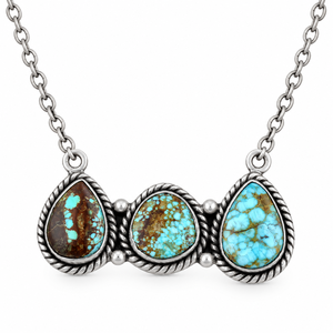 Collar de turquesa con cadena de algodón y plata, colgante hecho a mano, plata de ley 925, joyería de turquesa para mujer, regalo para ella - Product Image 2