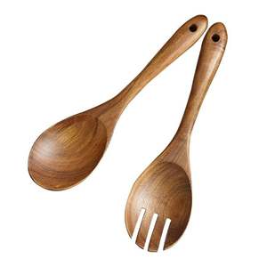 Ensemble de 2 Cuillères à Salade en Bois d'Acacia Écologiques, Lavables au Lave-Vaisselle, pour la Maison et les Tables de Mariage - Product Image 1