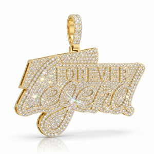 Colgante Forever Legend Chapado en Oro Rosa con Diamantes Redondos de Corte Brillante con Microincrustaciones, Estilo Hiphop, Unisex - Product Image 4