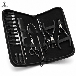 Professional Hair Extension <b>Tools</b> Kit With Pliers, Scissors, Threader, Micro Ring Loop Needle, Hair Clips, Tail Comb & Storage - Product Image 3