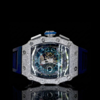 Meistverkaufte hochwertige Moissanit-Uhr mit schwarzem Kautschukarmband und Zifferblatt für professionelle Anlässe, Diamant-Quarz-Uhr, erhältlich zum Bestpreis.