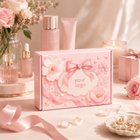 Individuelle Rosa Geschenkbox mit Bedruckter Blumen-Schleife Gold Herz Papierbox Kosmetik Parfüm Valentinstag Muttertag Braut OEM ODM