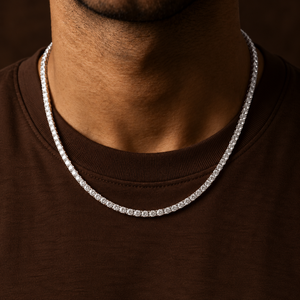 Chaîne tennis unisexe en diamants CZ de 3 mm, collier de joaillerie fine à superposition, en argent sterling, or et platine, avec diamants ronds brillants - Product Image 5