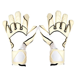 Gants de gardien de but de football à doigts entiers, blancs avec bordure noire, antidérapants, en polyester, unisexes, pour toutes les saisons - Product Image 1