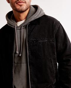 Chaquetas de trabajo de mezclilla vintage personalizadas para hombres Cremallera holgada para trabajadores de invierno para hombres - Product Image 3