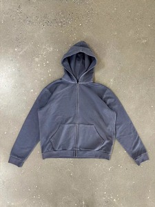 Sweat-shirt à capuche zippé avec poche avant, couleur unie, en molleton, chaud pour l'hiver, coupe oversize, tricoté, imprimé numérique, style streetwear - Product Image 4