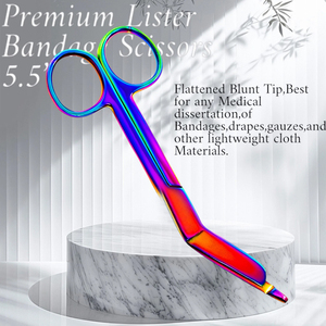 Nuevas tijeras médicas curvas de 5.5 pulgadas, modernas, fáciles de usar y antideslizantes, para vendajes, apósitos y procedimientos clínicos, tijeras para vendajes Lister - Product Image 5