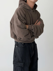 Sweat à capuche en molleton de coton doublé uni pour homme, imprimé en relief, personnalisable, vente en gros, export, respirant, haute qualité, directement de l'usine - Product Image 3