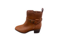 Bottines à plateforme rétro en cuir véritable marron avec fermeture éclair, sangle à boucle, talon carré, bout rond, pour l'automne