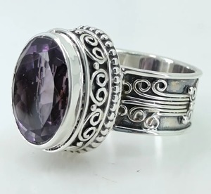 Amethyst <b>Ring</b> Handmade Sterling Silver Bezel Setting Natural Purple Oval Gemstone <b>Boho</b> Jewelry February Birthstone - Product Image 4