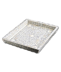 Bandeja de servicio rectangular con incrustaciones de hueso natural hecha a mano de alta calidad de último diseño para restaurantes caseros Hotel de India.SCI - Product Image 1