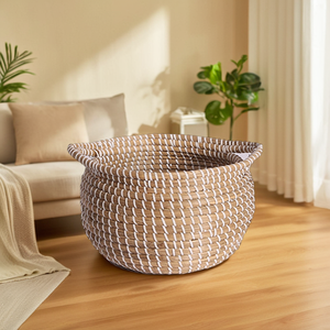 Hot Trend Mini Baby Seagrass <b>Storage</b> Basket Modern Wicker Laundry <b>Hamper</b> with Handles Multipurpose Home Organizer From Vietnam - Product Image 1