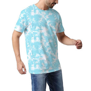 T-shirt décontracté pour homme, bleu clair uni, avec logo sur le devant, style hip-hop, col rond, manches courtes, en jersey respirant, streetwear, vente en gros OEM - Product Image 2